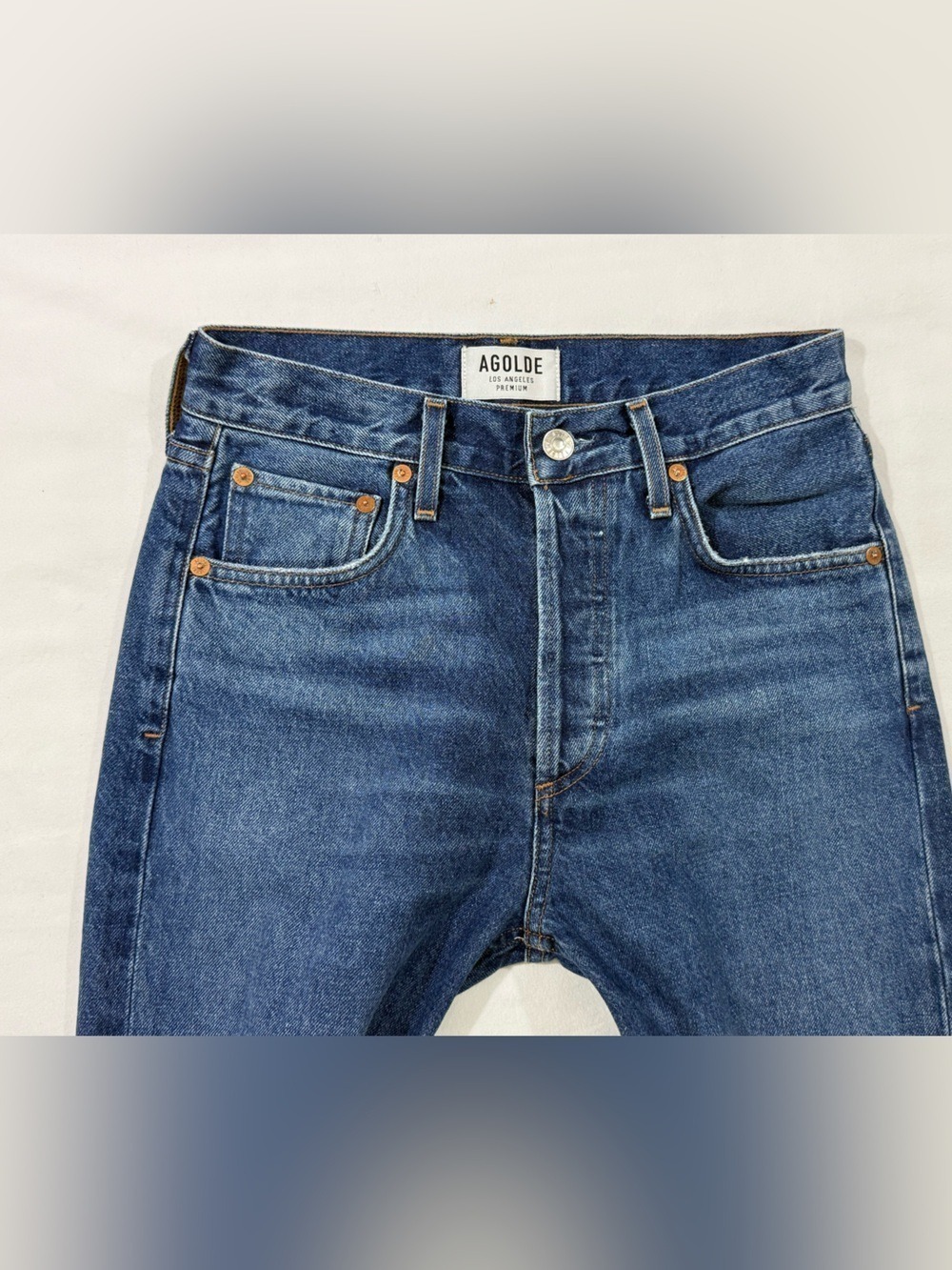 AGOLDE x Amour Vert High Rise Straight Leg Jeans Organic Cotton USA 24 - Picture 4 of 14